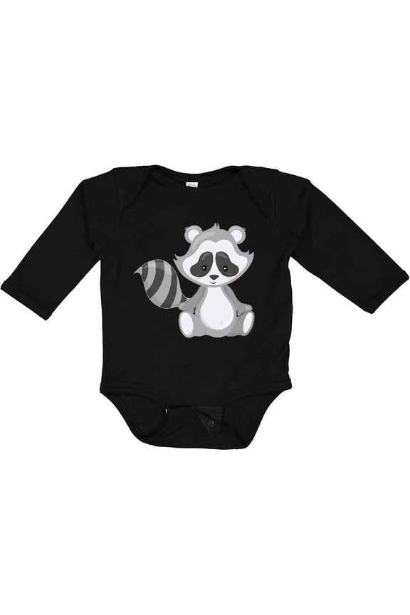 Cute Woodland Animal Raccoon Boys or Girls Long Sleeve Baby Bodysuit