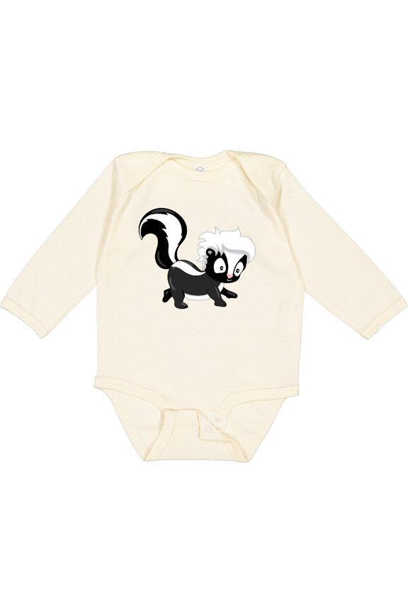Cute Woodland Animal Skunk Boys or Girls Long Sleeve Baby Bodysuit