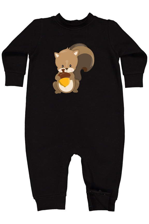 Cute Woodland Animal Squirrel Baby Fleece Romper