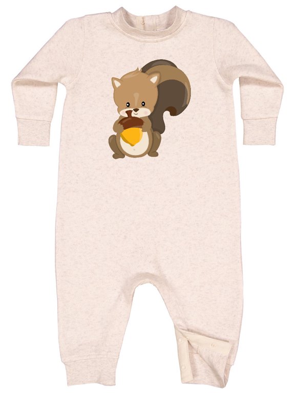 Cute Woodland Animal Squirrel Baby Fleece Romper