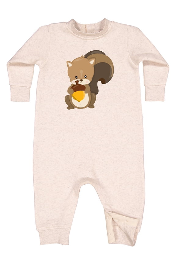 Cute Woodland Animal Squirrel Baby Fleece Romper