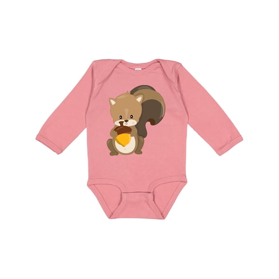 Inktastic Cute Woodland Animal Squirrel Boys or Girls Long Sleeve Baby Bodysuit