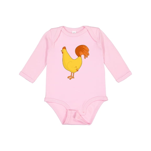 Inktastic Cute Yellow Chicken Boys or Girls Long Sleeve Baby Bodysuit