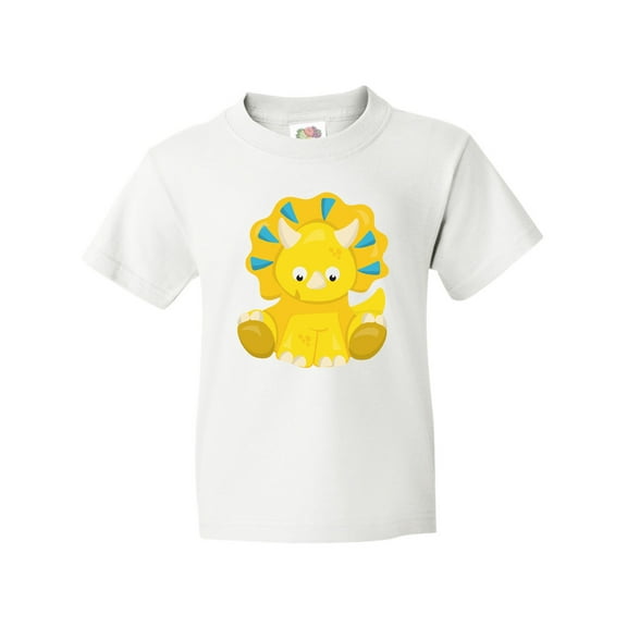Inktastic Cute Yellow Dinosaur, Baby Dino, Triceratops Youth T-Shirt