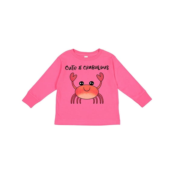 Inktastic Cute and Crabulous Funny Crab Boys or Girls Long Sleeve Toddler T-Shirt