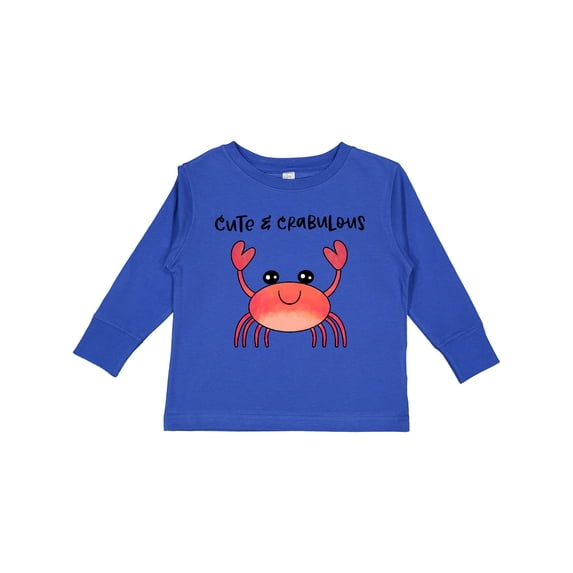 Inktastic Cute and Crabulous Funny Crab Boys or Girls Long Sleeve Toddler T-Shirt