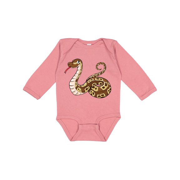 Inktastic Cute and Cuddly Ball Python snake Boys or Girls Long Sleeve Baby Bodysuit