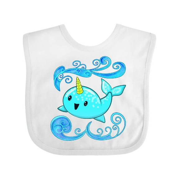 Inktastic Cute and Playful Narwhal Boys or Girls Baby Bib