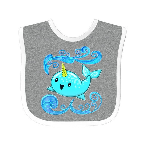 Inktastic Cute and Playful Narwhal Boys or Girls Baby Bib