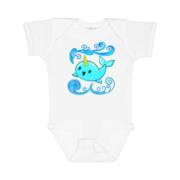 Inktastic Cute and Playful Narwhal Boys or Girls Baby Bodysuit