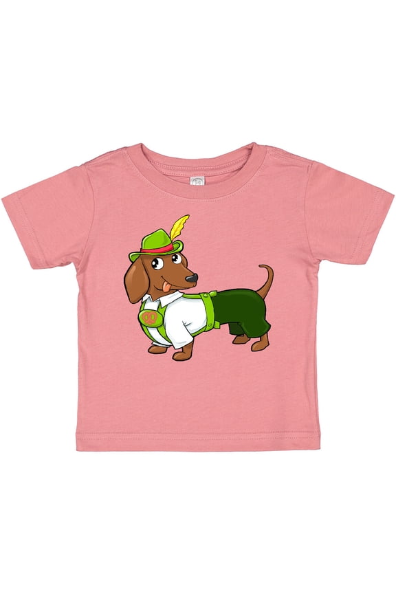 Cute Brown Dachshund in Traditional German Wear Boys or Girls Baby T-Shirt