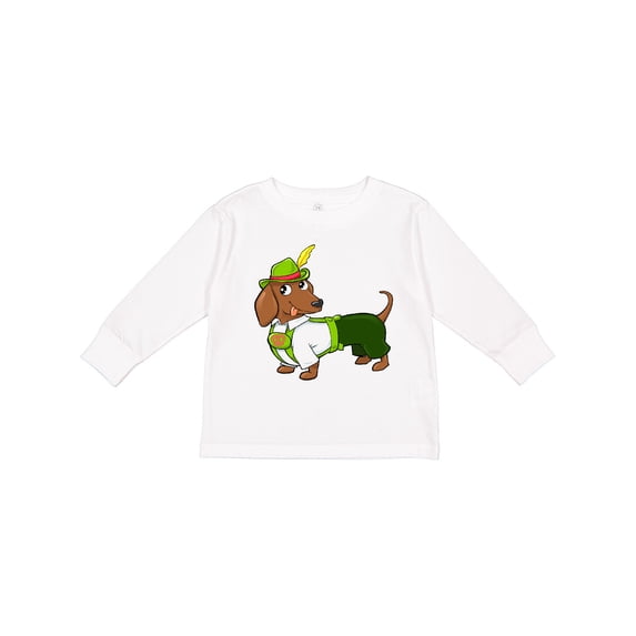 Inktastic Cute brown dachshund in traditional German costume Boys or Girls Long Sleeve Toddler T-Shirt