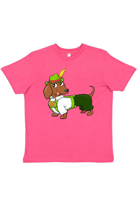 Cute brown dachshund in traditional German costume Youth T-Shirt