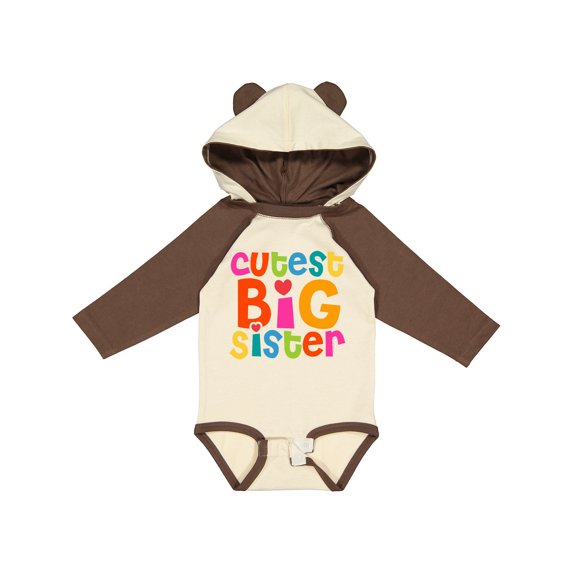 Inktastic Cutest Big Sister Girls Long Sleeve Baby Bodysuit