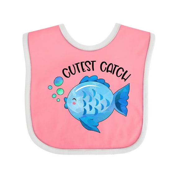 Inktastic Cutest Catch Cute Blue Fish Boys or Girls Baby Bib