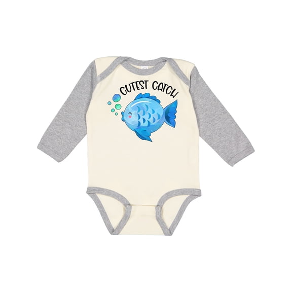 Inktastic Cutest Catch Cute Blue Fish Boys or Girls Long Sleeve Baby Bodysuit