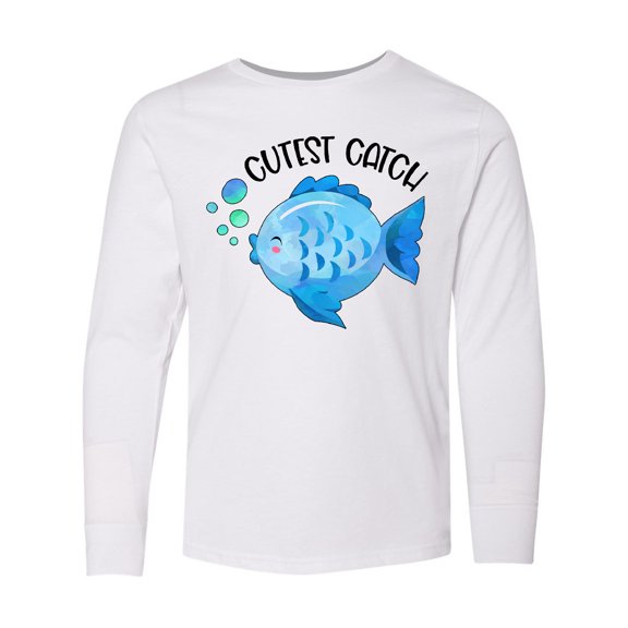 Inktastic Cutest Catch Cute Blue Fish Long Sleeve Youth T-Shirt