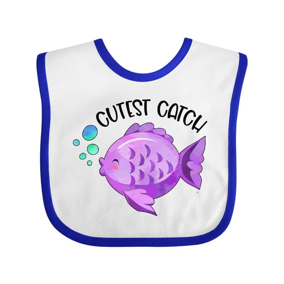 Inktastic Cutest Catch Cute Purple Fish Boys or Girls Baby Bib