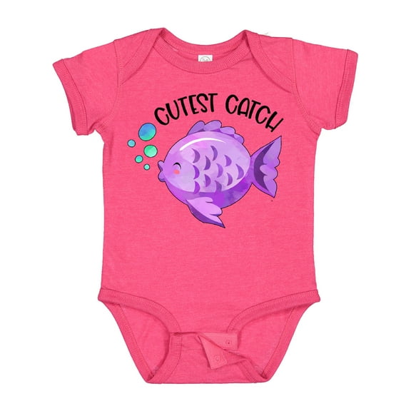 Inktastic Cutest Catch Cute Purple Fish Boys or Girls Baby Bodysuit