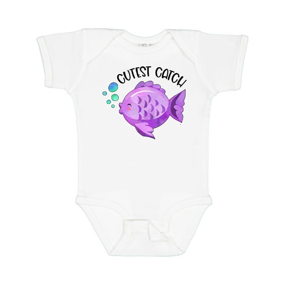 Inktastic Cutest Catch Cute Purple Fish Boys or Girls Baby Bodysuit