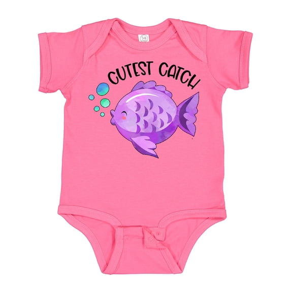 Inktastic Cutest Catch Cute Purple Fish Boys or Girls Baby Bodysuit