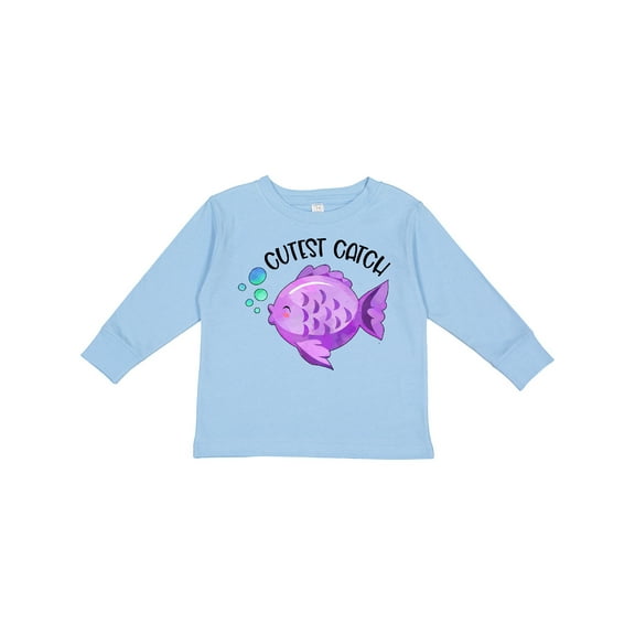 Inktastic Cutest Catch Cute Purple Fish Boys or Girls Long Sleeve Toddler T-Shirt