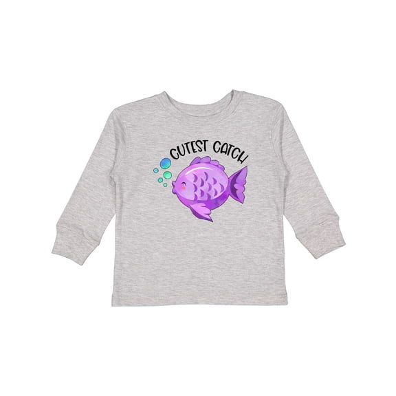 Inktastic Cutest Catch Cute Purple Fish Boys or Girls Long Sleeve Toddler T-Shirt