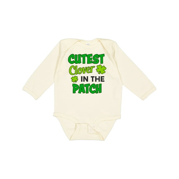 Inktastic Cutest Clover in the Patch with Four Leaf Clovers Boys or Girls Long Sleeve Baby Bodysuit