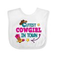 thumbnail image 1 of Inktastic Cutest Cowgirl in Town with Cowgirl Hat and Boots Girls Baby Bib, 1 of 4