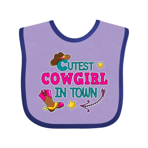 Inktastic Cutest Cowgirl in Town with Cowgirl Hat and Boots Girls Baby Bib