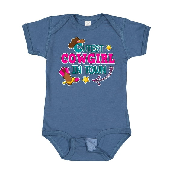Inktastic Cutest Cowgirl in Town with Cowgirl Hat and Boots Girls Baby Bodysuit