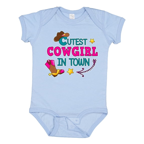Inktastic Cutest Cowgirl in Town with Cowgirl Hat and Boots Girls Baby Bodysuit