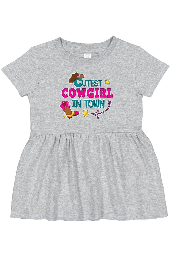 Cutest Cowgirl in Town with Cowgirl Hat and Boots Girls Baby Dress