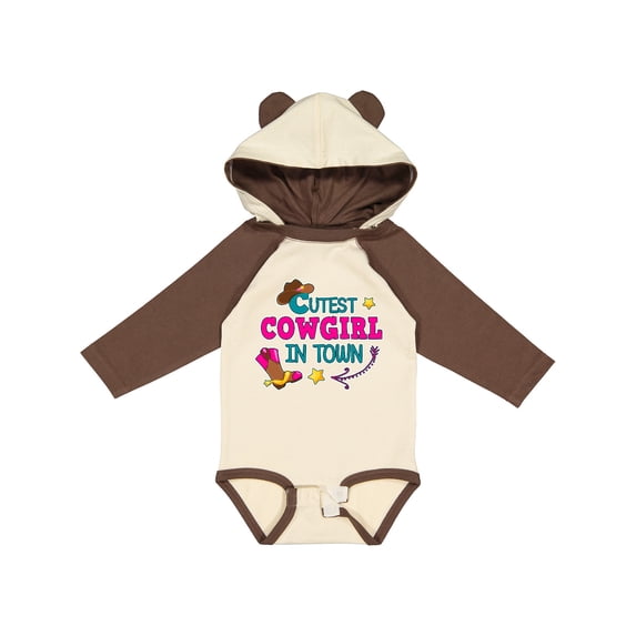 Inktastic Cutest Cowgirl in Town with Cowgirl Hat and Boots Girls Long Sleeve Baby Bodysuit
