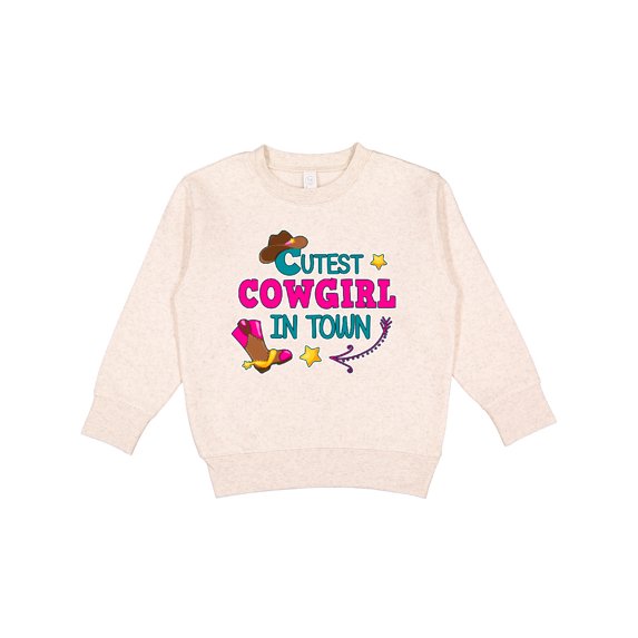 Inktastic Cutest Cowgirl in Town with Cowgirl Hat and Boots Toddler Sweatshirt