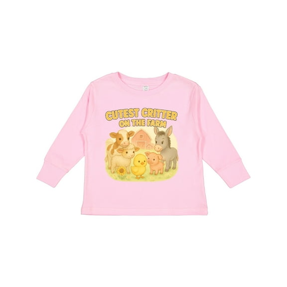 Inktastic Cutest Critter on the Farm Baby Animals Boys or Girls Long Sleeve Toddler T-Shirt
