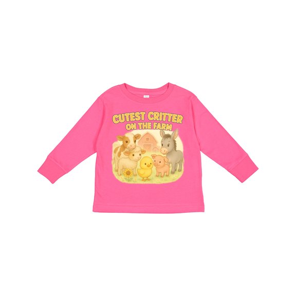 Inktastic Cutest Critter on the Farm Baby Animals Boys or Girls Long Sleeve Toddler T-Shirt