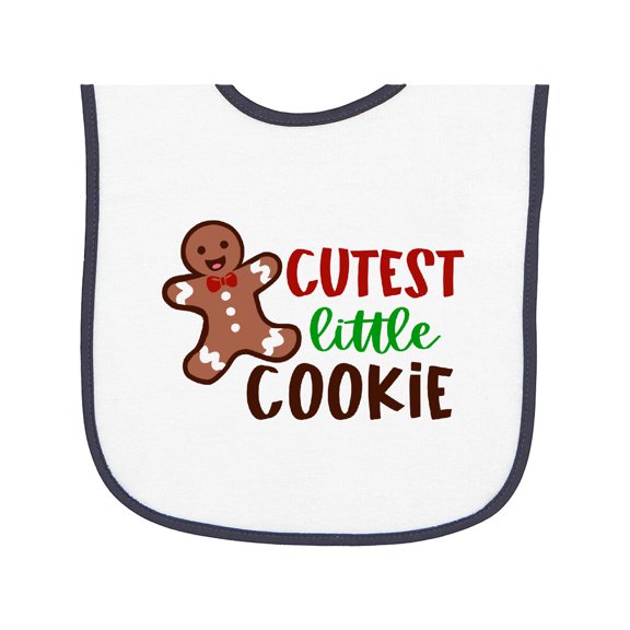 Inktastic Cutest Little Cookie Cute Christmas Gingerbread Man Baby Terry Cloth Bib