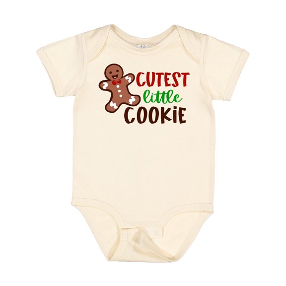 Inktastic Cutest Little Cookie Cute Christmas Gingerbread Man Boys or Girls Baby Bodysuit