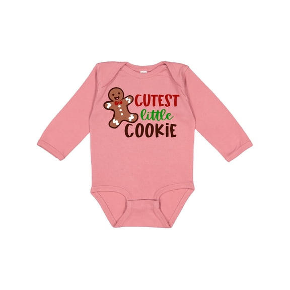 Inktastic Cutest Little Cookie Cute Christmas Gingerbread Man Boys or Girls Long Sleeve Baby Bodysuit