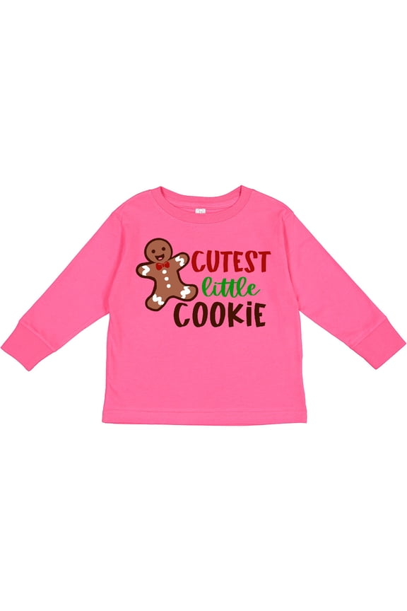 Cutest Little Cookie Cute Christmas Gingerbread Man Boys or Girls Long Sleeve Toddler T-Shirt