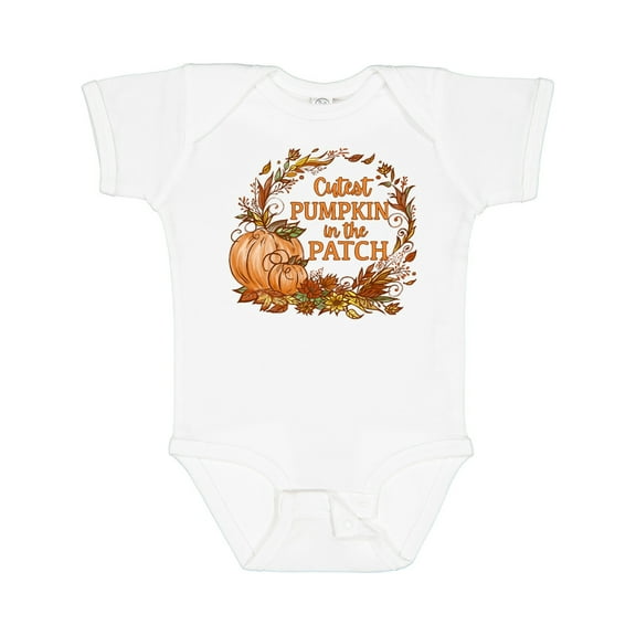 Inktastic Cutest Pumpkin in the Patch with Autumn Leaves Boys or Girls Baby Bodysuit