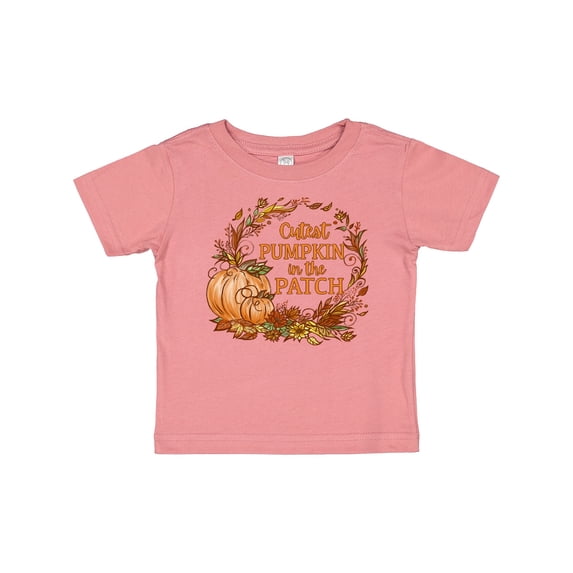 Inktastic Cutest Pumpkin in the Patch with Autumn Leaves Boys or Girls Baby T-Shirt