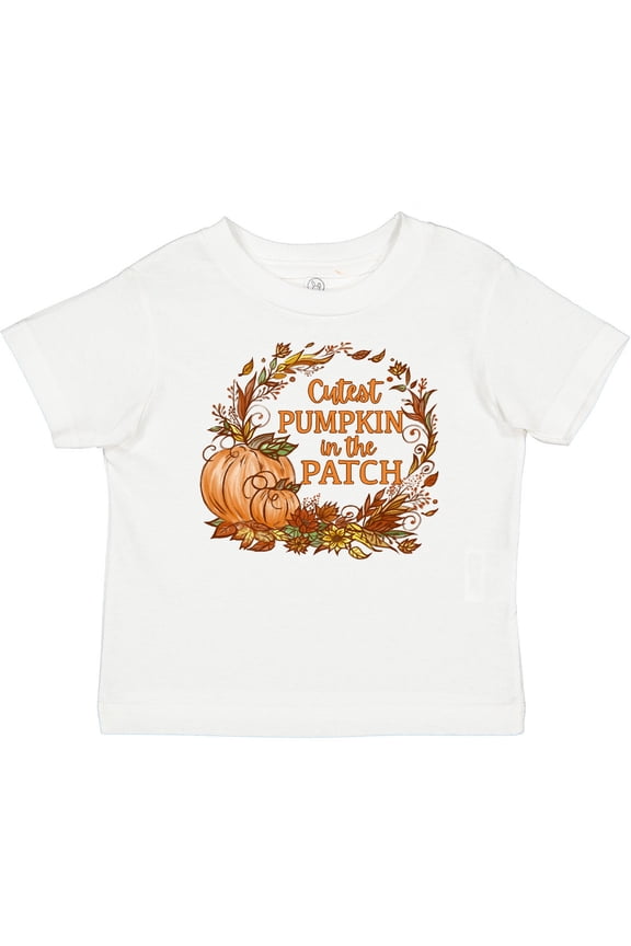 Cutest Pumpkin in the Patch with Autumn Leaves Boys or Girls Baby T-Shirt