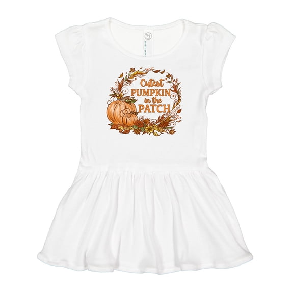 Inktastic Cutest Pumpkin in the Patch with Autumn Leaves Girls Baby Dress