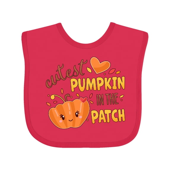 Inktastic Cutest Pumpkin in the Patch with Orange Heart Boys or Girls Baby Bib