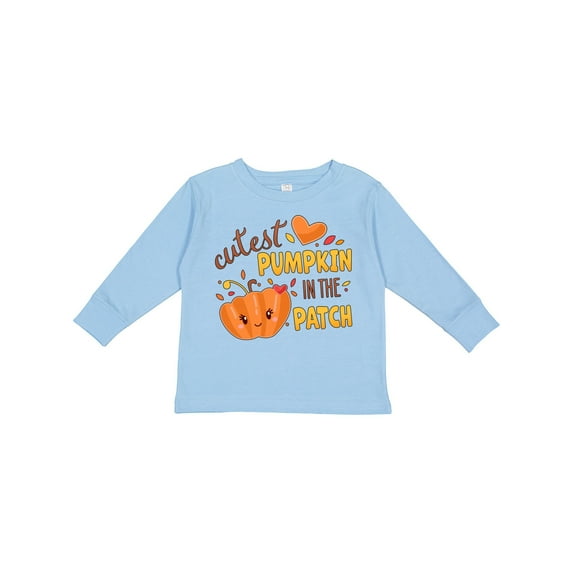 Inktastic Cutest Pumpkin in the Patch with Orange Heart Boys or Girls Long Sleeve Toddler T-Shirt