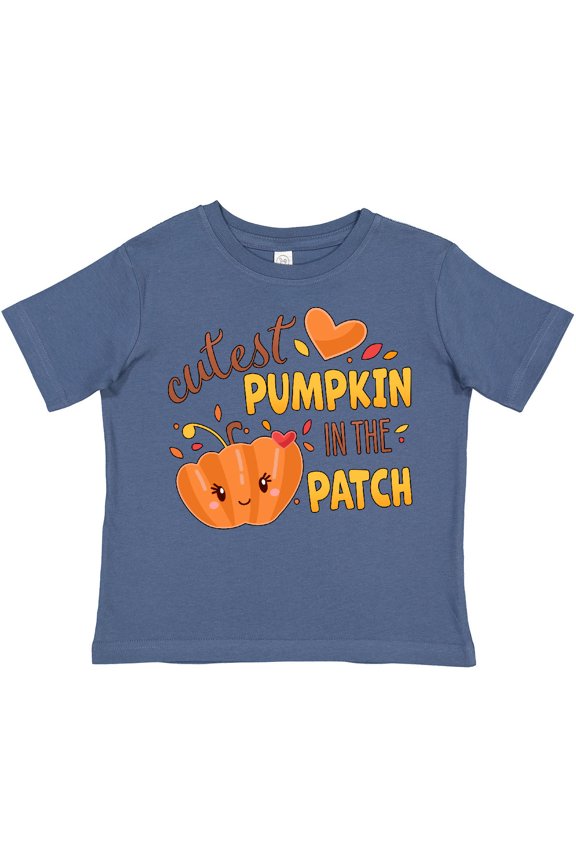 Cutest Pumpkin in the Patch with Orange Heart Boys or Girls Toddler T-Shirt