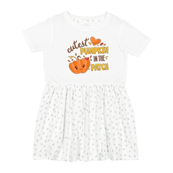 Inktastic Cutest Pumpkin in the Patch with Orange Heart Girls Toddler Dress