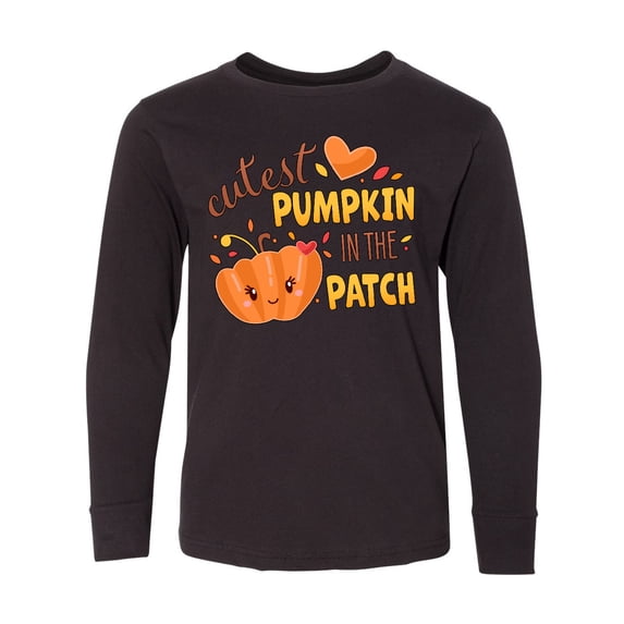 Inktastic Cutest Pumpkin in the Patch with Orange Heart Long Sleeve Youth T-Shirt